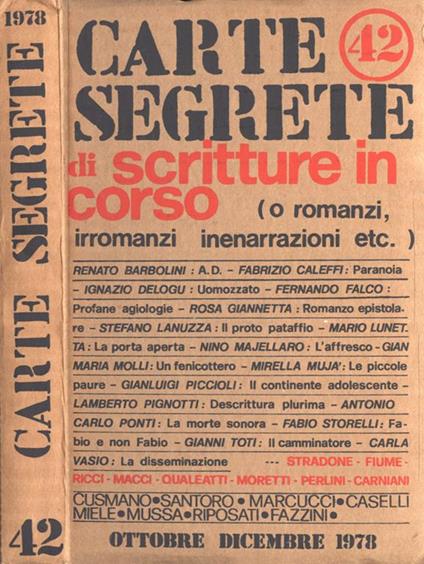 Carte Segrete Anno XII n. 42 - copertina