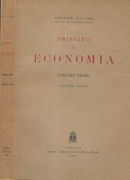 Principii di economia vol. I - Giuseppe Ugo - copertina