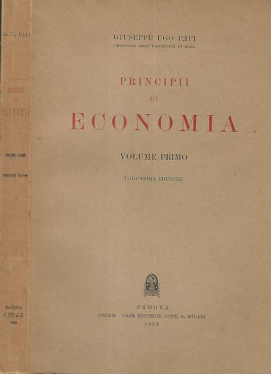 Principii di economia vol. I - Giuseppe Ugo - copertina