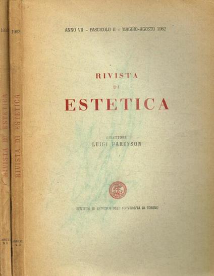 Rivista di estetica anno VII n.II, III - Luigi Pareyson - copertina