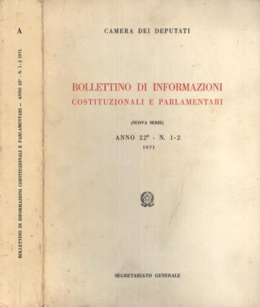 Bollettino di informazioni costituzionali e parlamentari - copertina