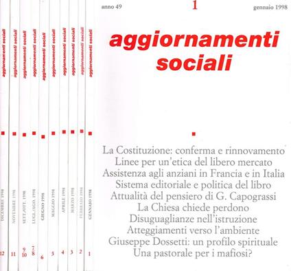 Aggiornamenti Sociali anno 49 - Bartolomeo Sorge - copertina