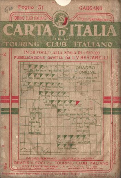 Carta d'Italia. Foglio 31. Gargano - Luigi V. Bertarelli - copertina
