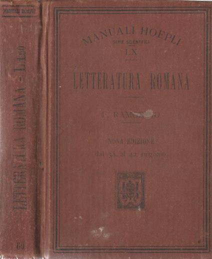 Letteratura romana - Felice Ramorino - copertina