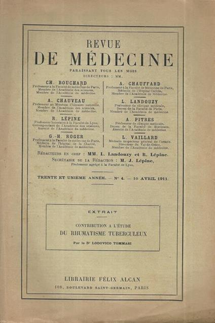 Contribution à l'étude du Rhumatisme Tuberculeux. Extrait de la Revue de Médecine - copertina
