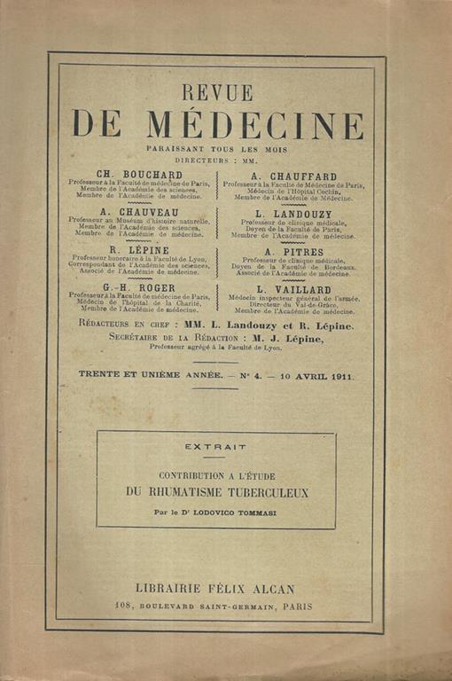 Contribution à l'étude du Rhumatisme Tuberculeux. Extrait de la Revue de Médecine - copertina