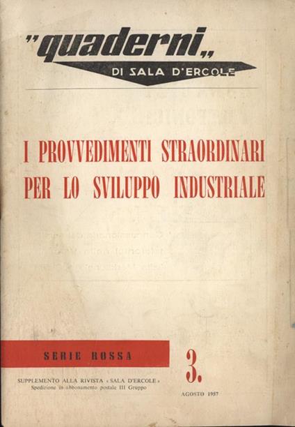 I provvedimenti straordinari per lo sviluppo industriale - copertina