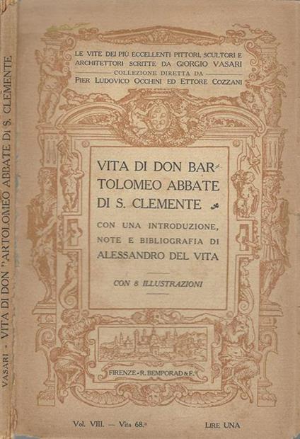 Vita di Bartolomeo Abbate di S. Clemente - Giorgio Vasari - copertina