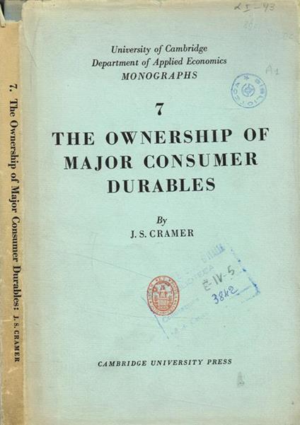 The ownership of major consumer durables - J. S. Cramer - copertina