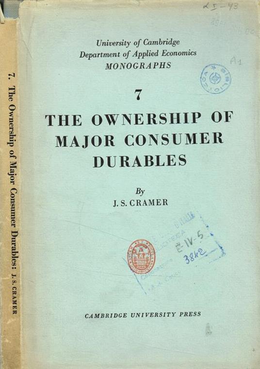 The ownership of major consumer durables - J. S. Cramer - copertina