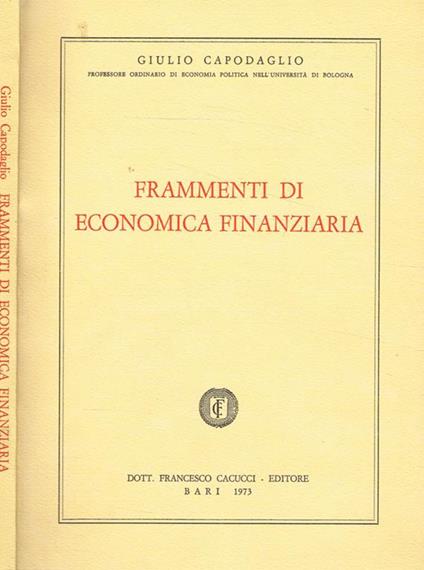 Frammenti di economica finanziaria - Giulio Capodaglio - copertina