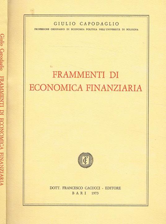 Frammenti di economica finanziaria - Giulio Capodaglio - copertina