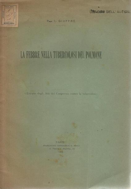 La febbre nella tubercolosi del polmone - L. Giuffrè - copertina