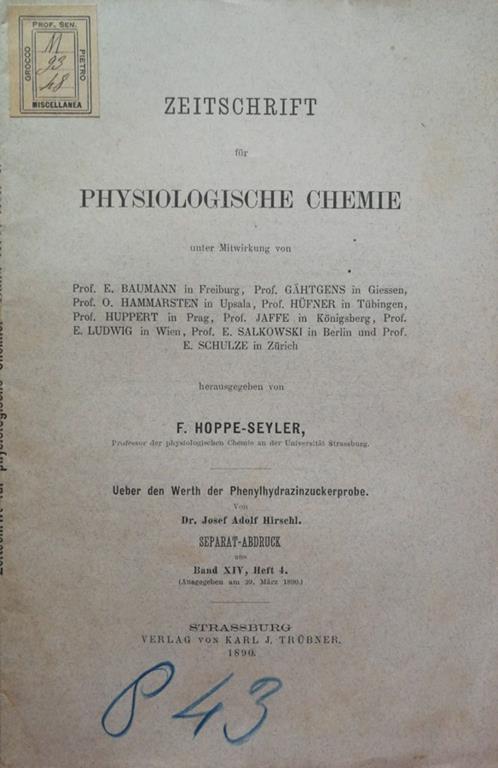 Ueber den werth der phenylhydrazinzuckerprobe - copertina