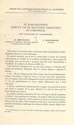 Le radio-diagnostic dans un cas de dilatation paralytique de l'oesophage, type sacciforme de Leichtemtern