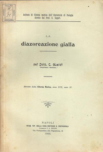 La diazoreazione gialla - C. Gualdi - copertina