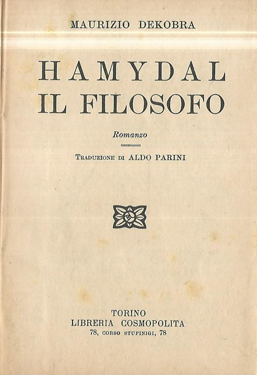 Hamydal il filosofo - Maurice Dekobra - copertina
