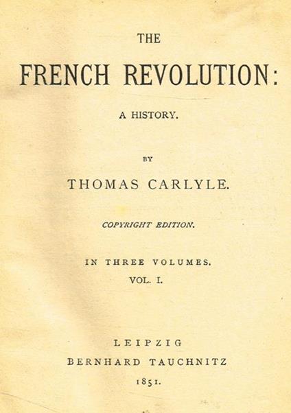 The French Revolution: a history vol.I II - Thomas Carlyle - copertina