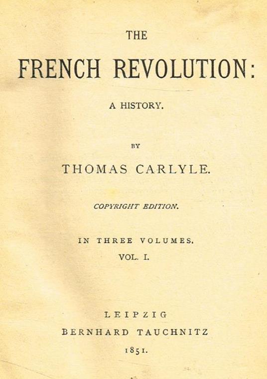 The French Revolution: a history vol.I II - Thomas Carlyle - copertina