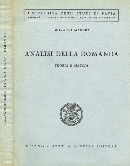 Analisi della domanda. Teoria e metodi - Giovanni Manera - copertina