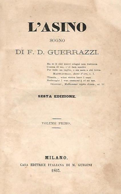 L' Asino vol. I. Sogno - Francesco Domenico Guerrazzi - copertina