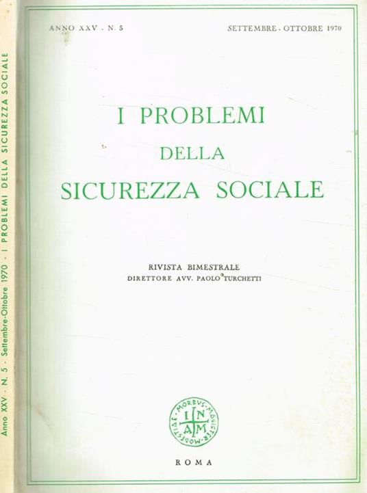 I problemi della sicurezza sociale. Rivista bimestrale anno XXV n.5 - Paolo Turchetti - copertina