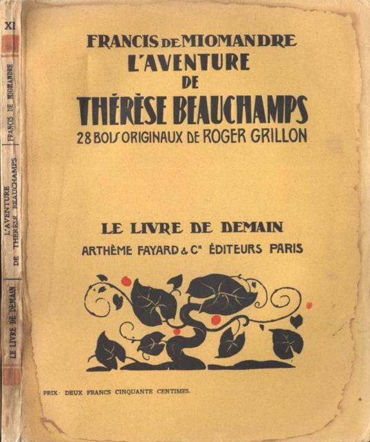 L' aventure de Thèrèse Beauchamps. - Francis de Miomandre - copertina