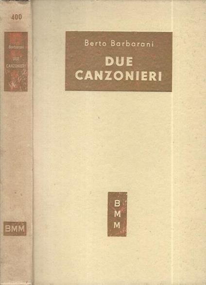 Due canzonieri - Berto Barbarani - copertina