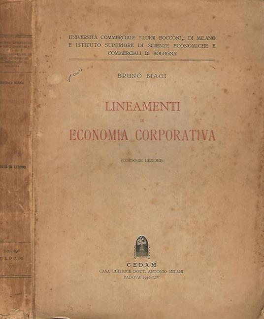 Lineamenti di Economia Corporativa - Bruno Biagi - copertina