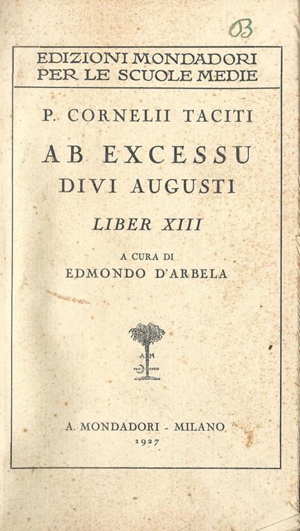 Ab Excessu Divi Augusti. Liber XIII - copertina