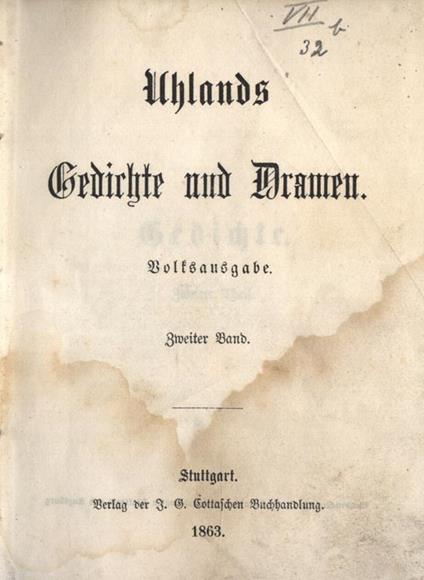Gedichte und dramen Band II - Ludwig Uhland - copertina