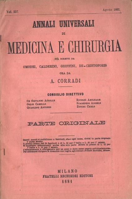 Sulle cisti gasose dell' intestino umano - B. Nigrisoli - copertina