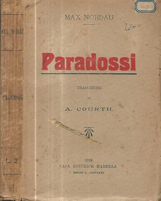 Paradossi - Max Nordau - copertina
