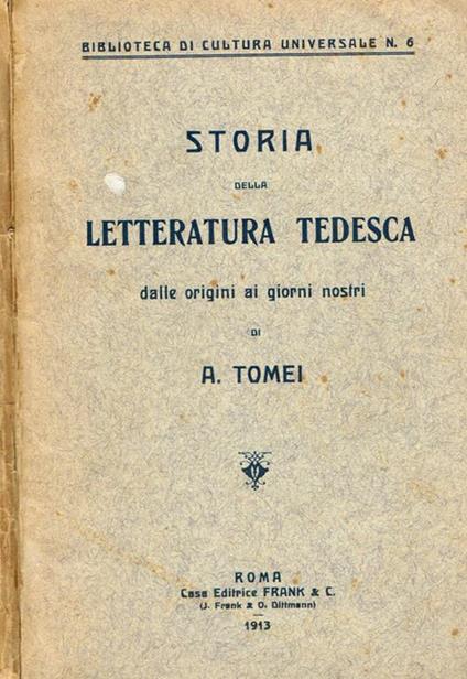 Storia della letteratura tedesca dalle origini ai giorni nostri - A. Tomei - copertina