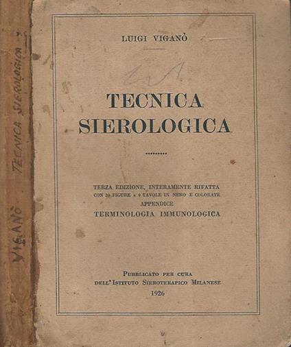 Tecnica sierologica - Luigi Viganò - copertina