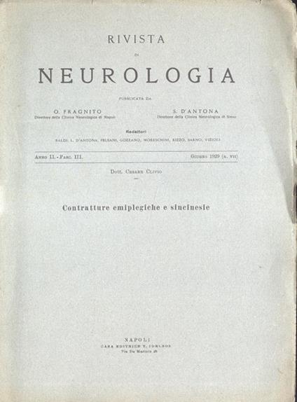 Contratture emiplegiche e sincinesie - Cesare Clivio - copertina
