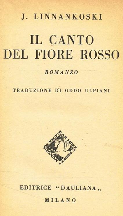 Il canto del fiore rosso - J. Linnankoski - copertina