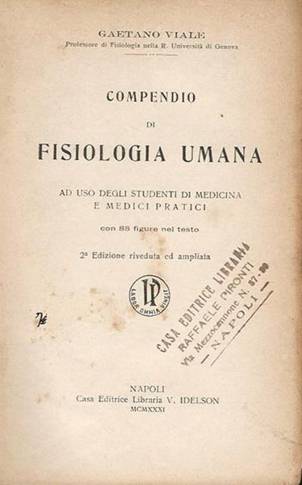 Compendio di Fisiologia Umana - Gaetano Viale - copertina