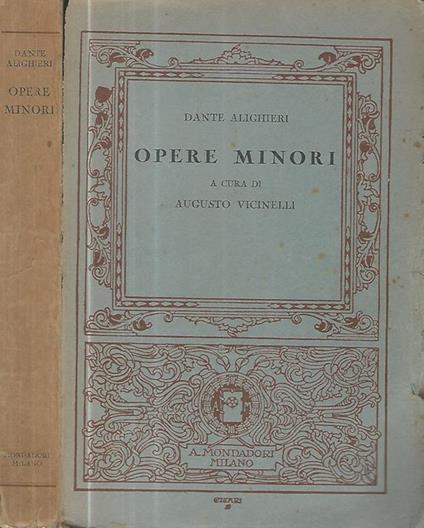 Opere minori - Dante Alighieri - copertina