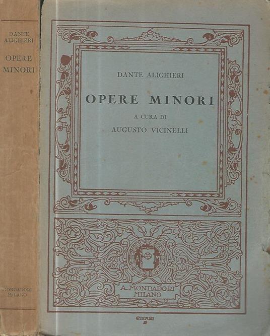 Opere minori - Dante Alighieri - copertina