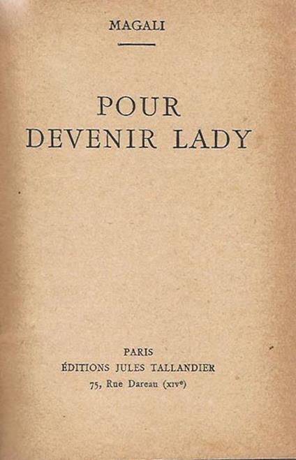 Pour devenir lady - copertina