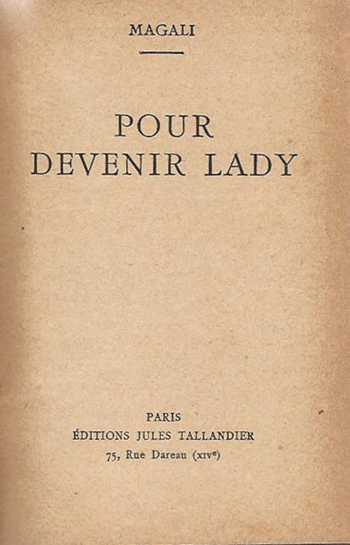 Pour devenir lady - copertina