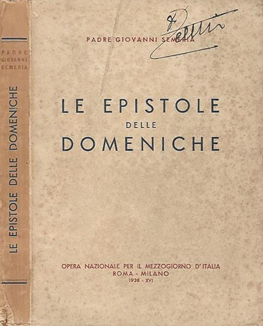 Le Epistole delle Domeniche - Giovanni Semeria - copertina