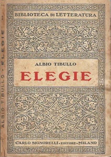 Elegie - Albio Tibullo - copertina