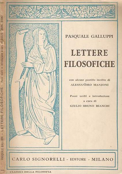 Lettere filosofiche con alcune postille inedite di Alessandro Manzoni - Pasquale Galluppi - copertina