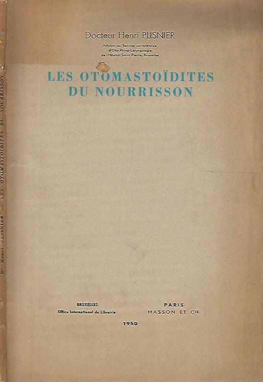 Les otomastoidites de nourrisson - copertina