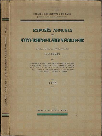 Exposès annuels d'oto-rhino-laryngologie - R. Maduro - copertina