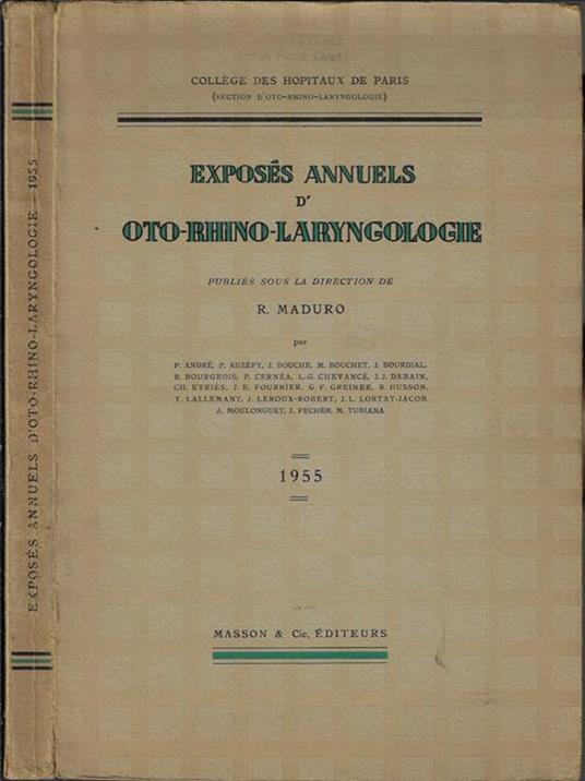 Exposès annuels d'oto-rhino-laryngologie - R. Maduro - copertina