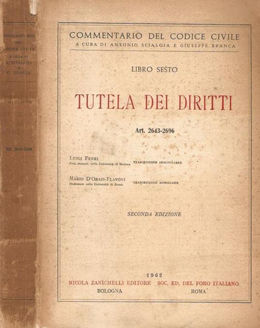 Tutela dei diritti art. 1643 - 2696 - copertina
