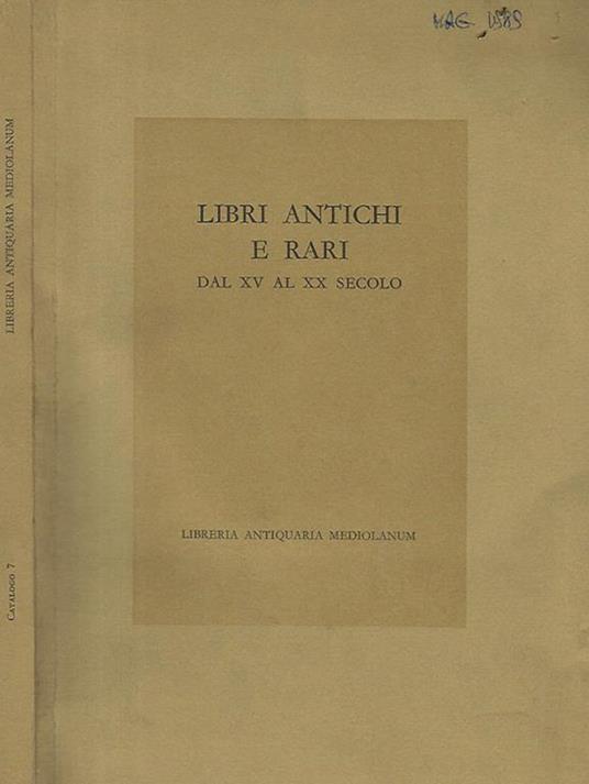 Libri Antichi e Rari dal XV al XX Secolo - copertina